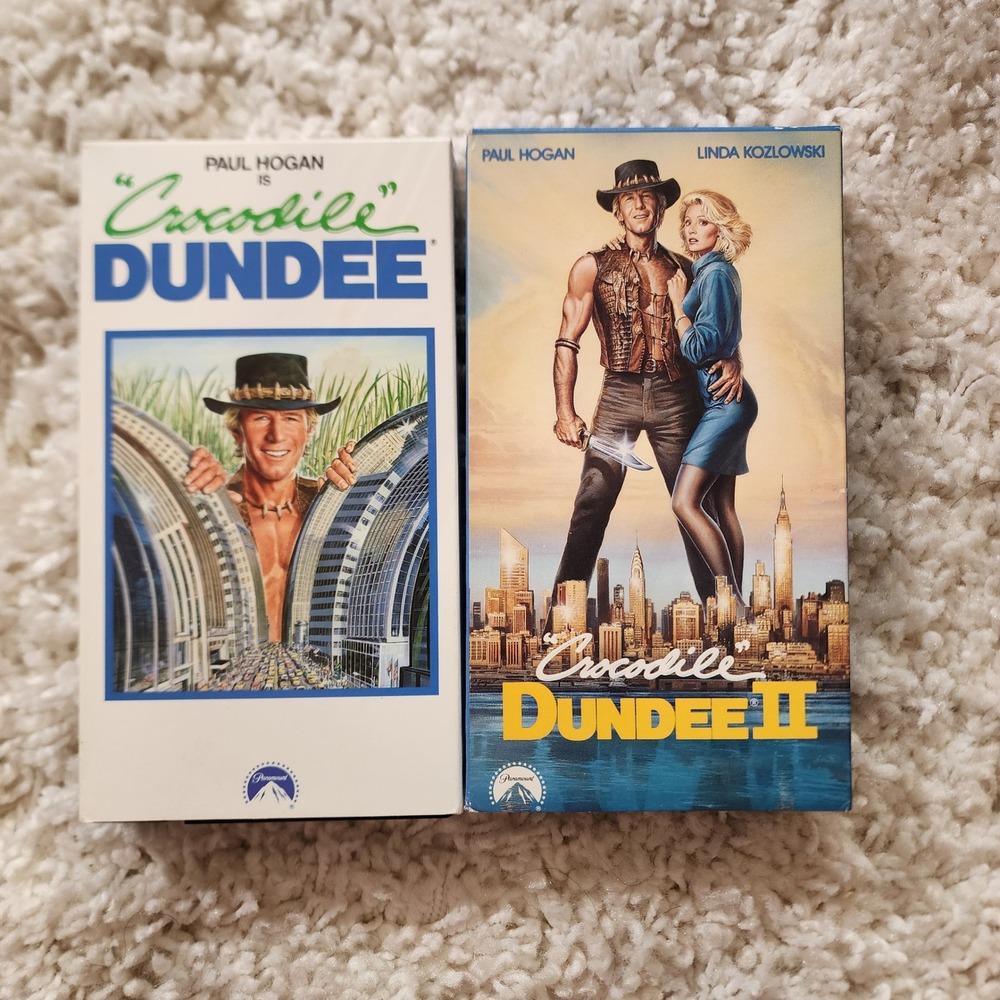 Crocodile Dundee I & II VHS Tape Set Paul Hogan 1 & 2 Movies